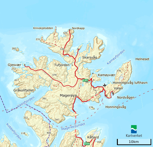 North Cape Sightseeing Map, Magerøya, Norway